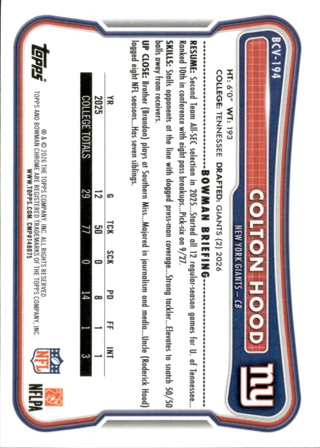 Colton Hood card back