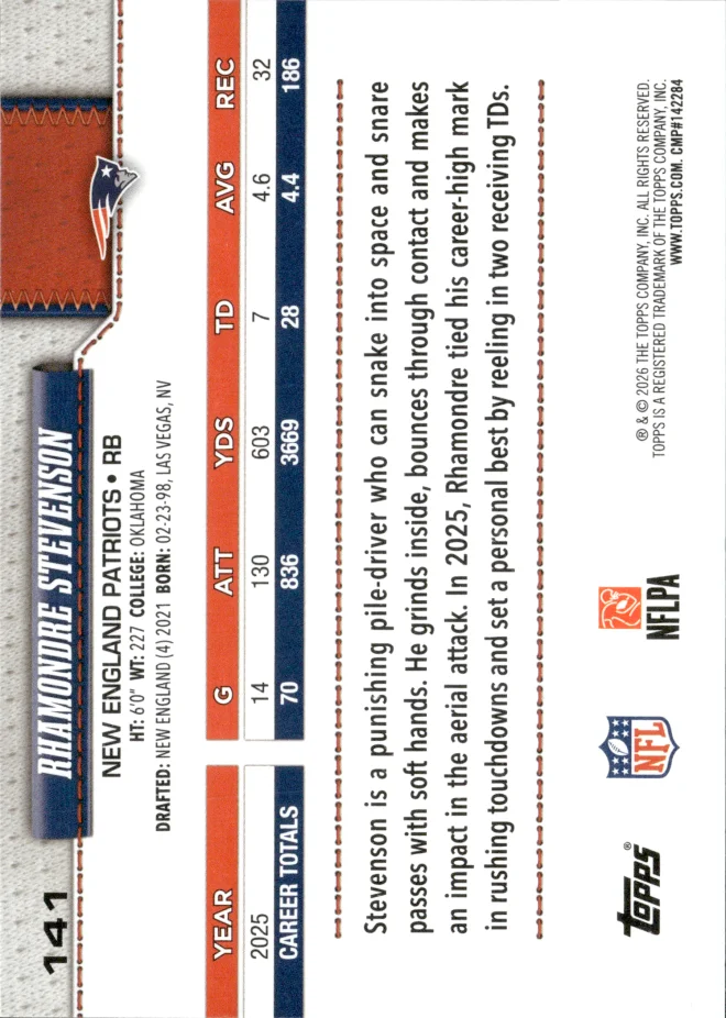 Rhamondre Stevenson card back