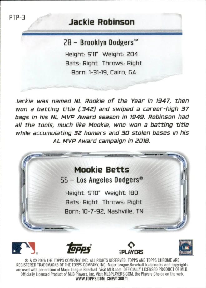 Jackie Robinson / Mookie Betts card back