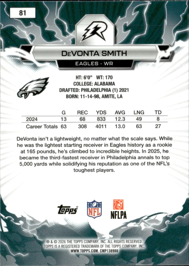 DeVonta Smith card back