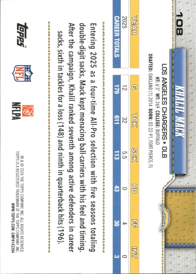 Khalil Mack card back