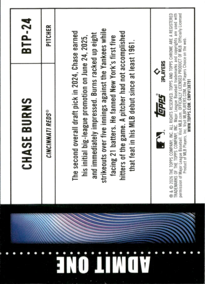 Chase Burns card back