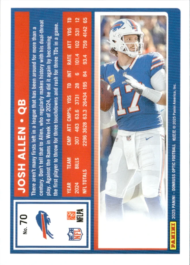 Josh Allen card back