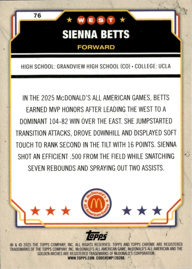 Sienna Betts card back