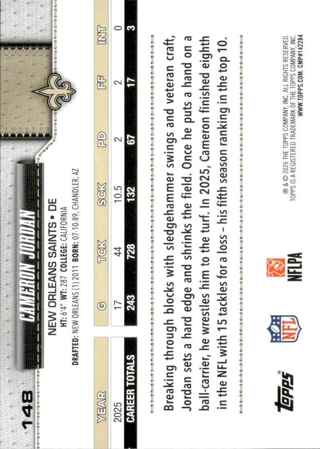Cameron Jordan card back