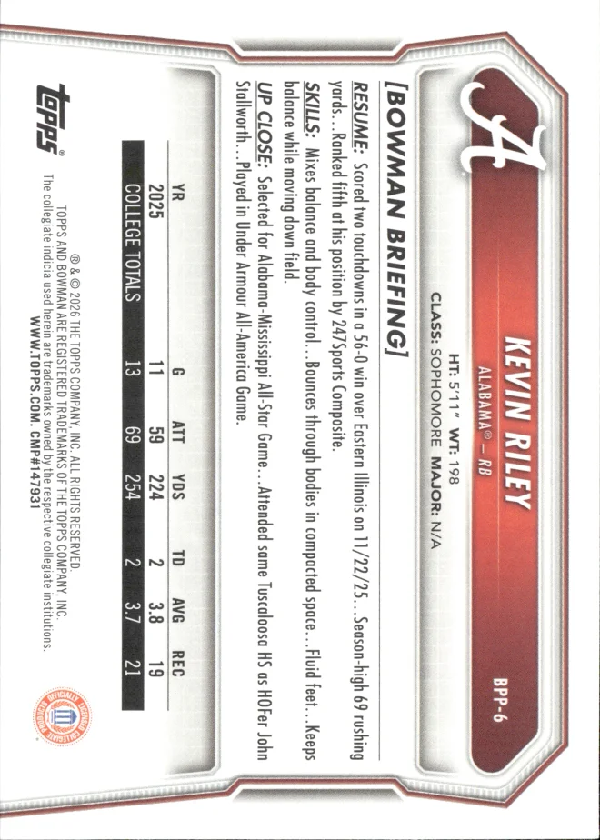 Kevin Riley card back