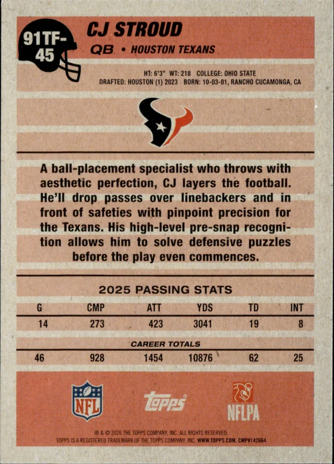 CJ Stroud card back