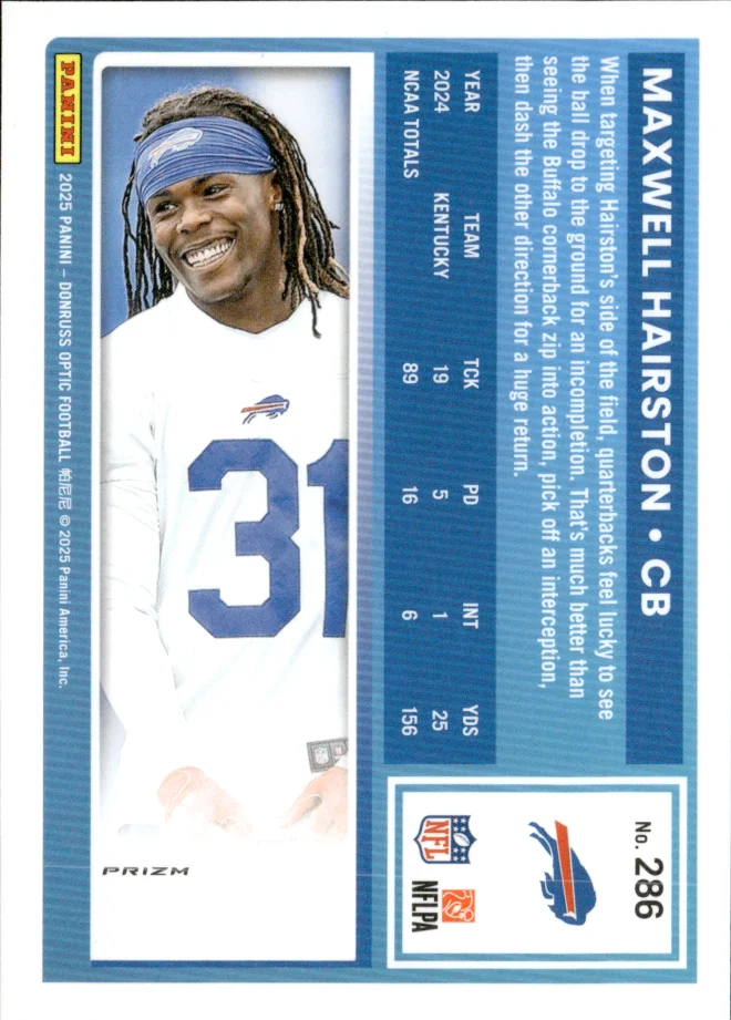 Maxwell Hairston card back