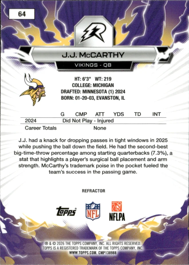 J.J. McCarthy card back