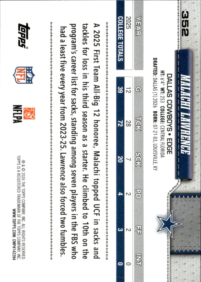 Malachi Lawrence card back