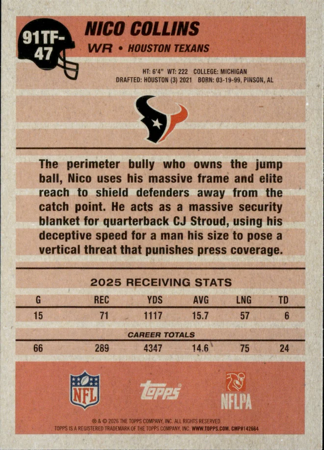 Nico Collins card back