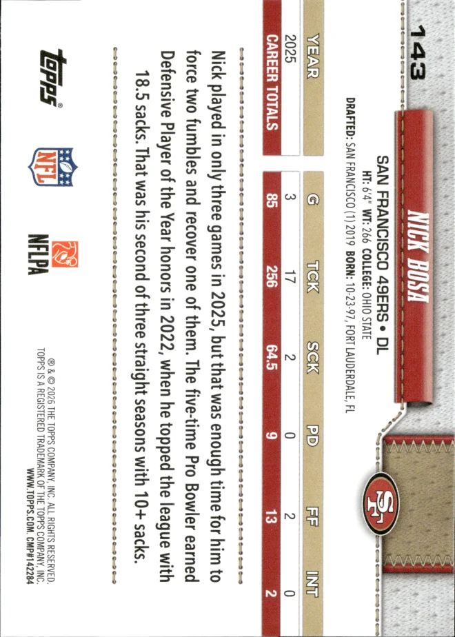 Nick Bosa card back