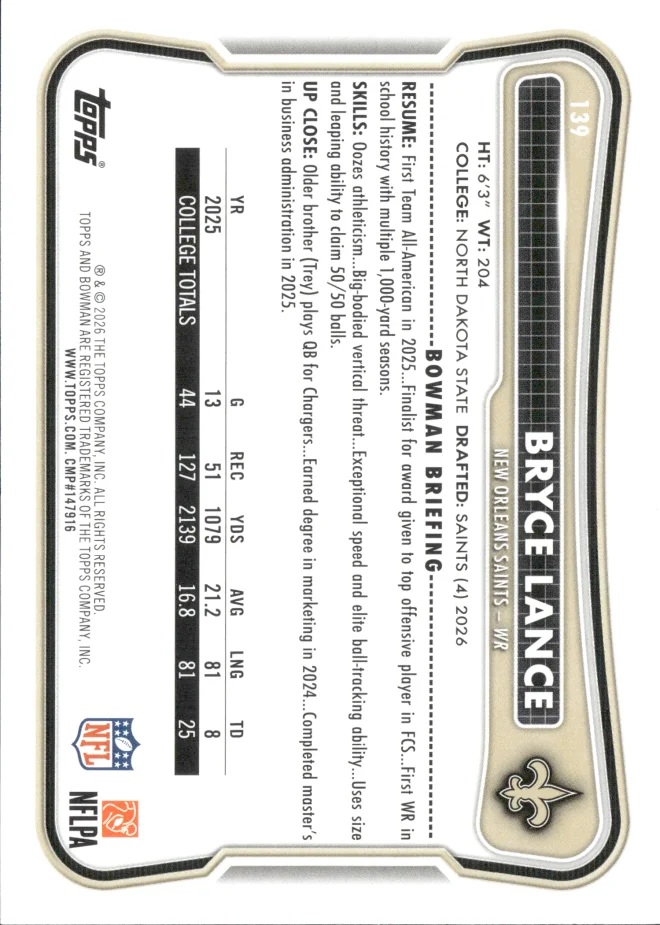 Bryce Lance card back