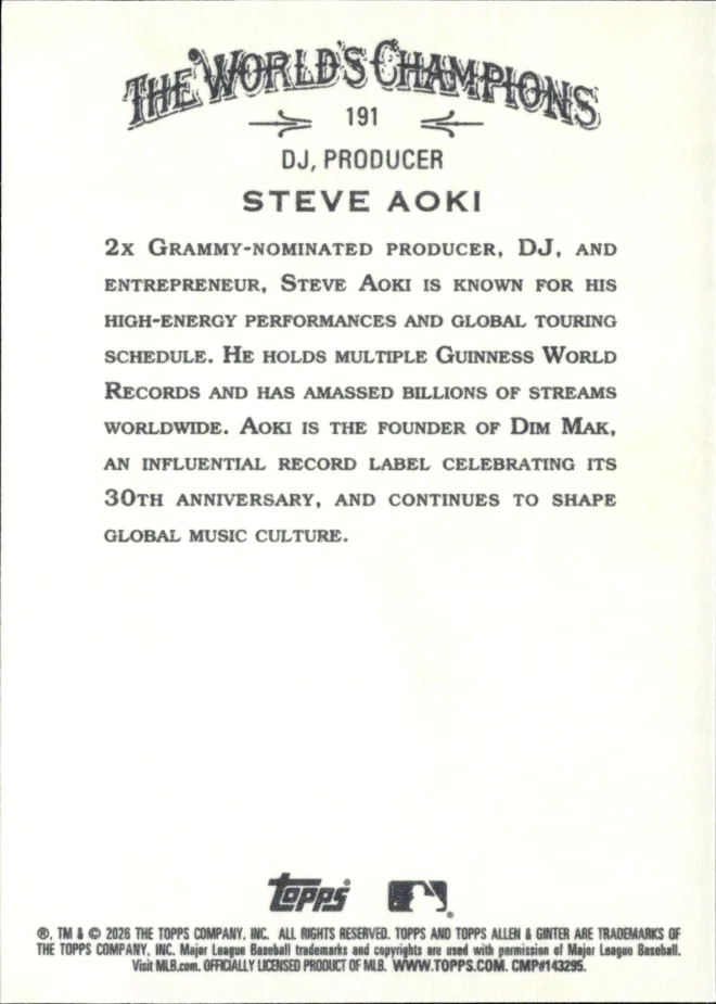 Steve Aoki card back