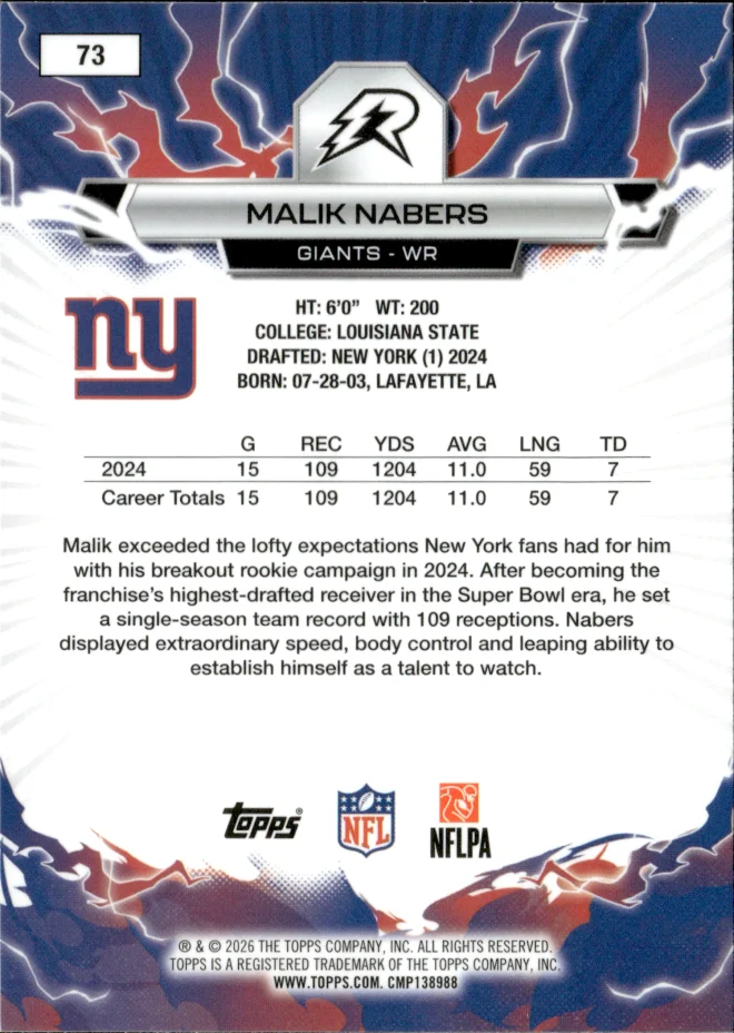 Malik Nabers card back