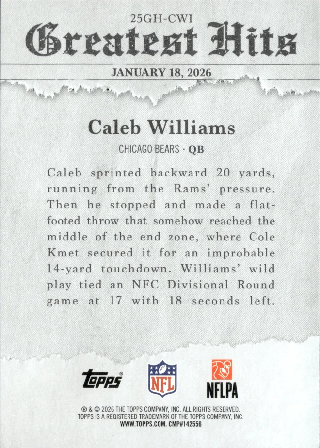Caleb Williams card back