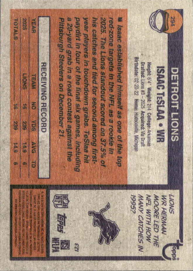 Isaac TeSlaa card back