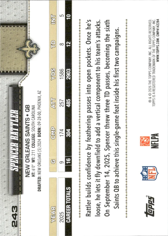 Spencer Rattler card back