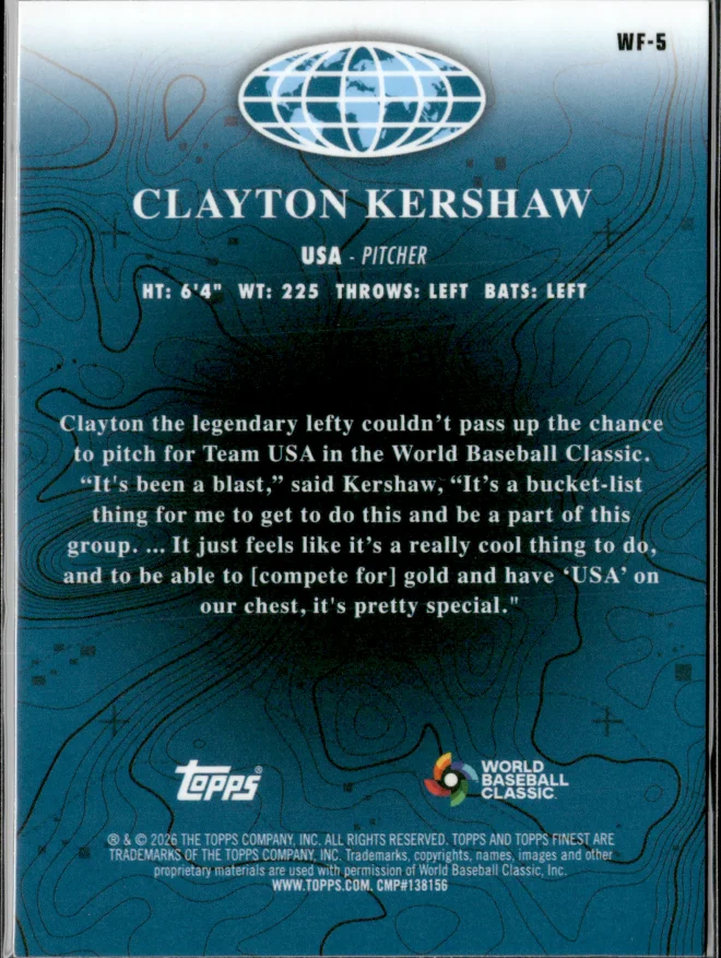 Clayton Kershaw card back