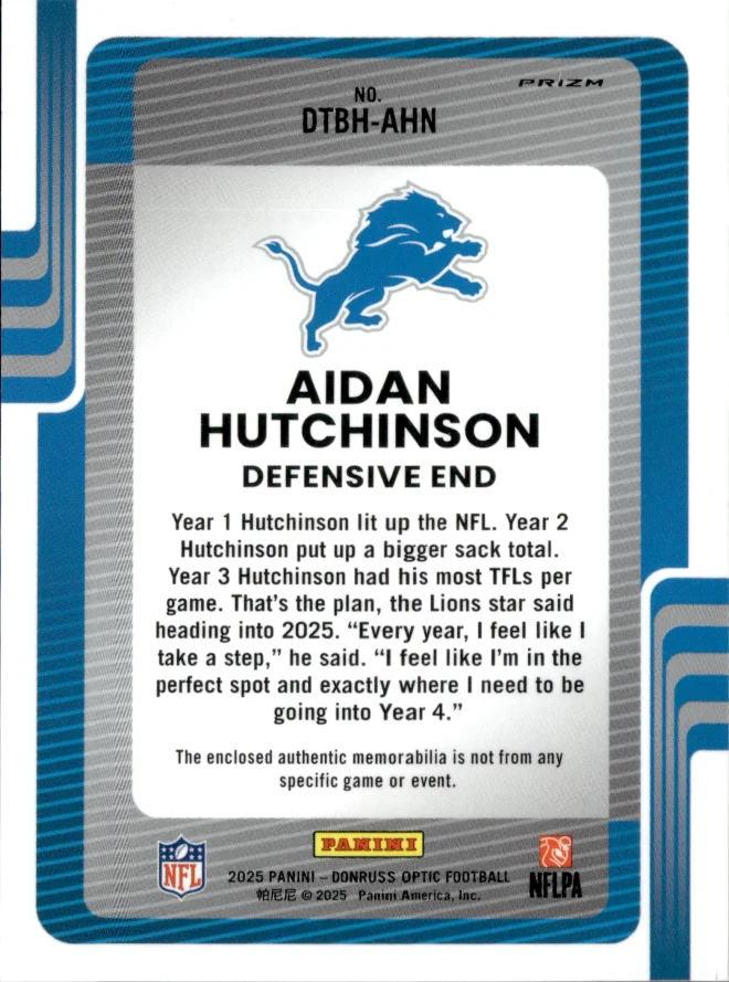 Aidan Hutchinson card back
