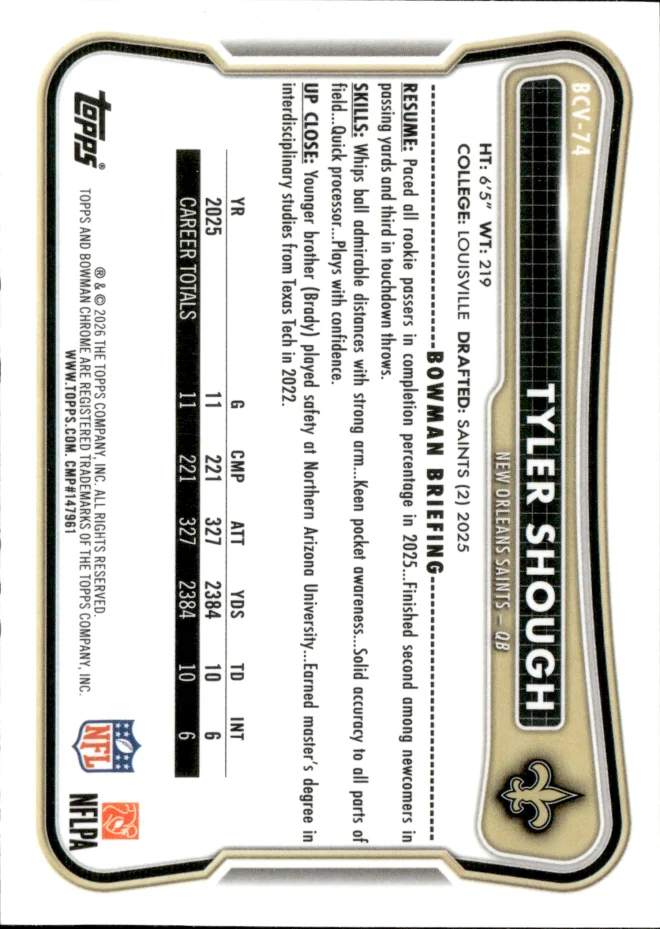 Tyler Shough card back