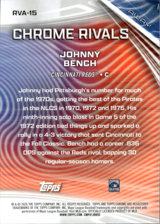 Johnny Bench card back