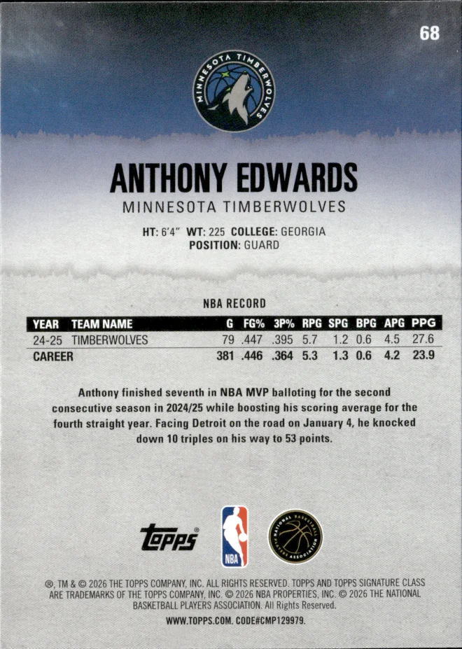 Anthony Edwards card back