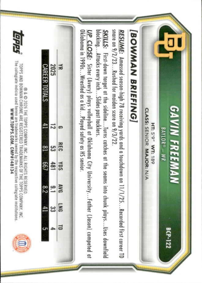 Gavin Freeman card back