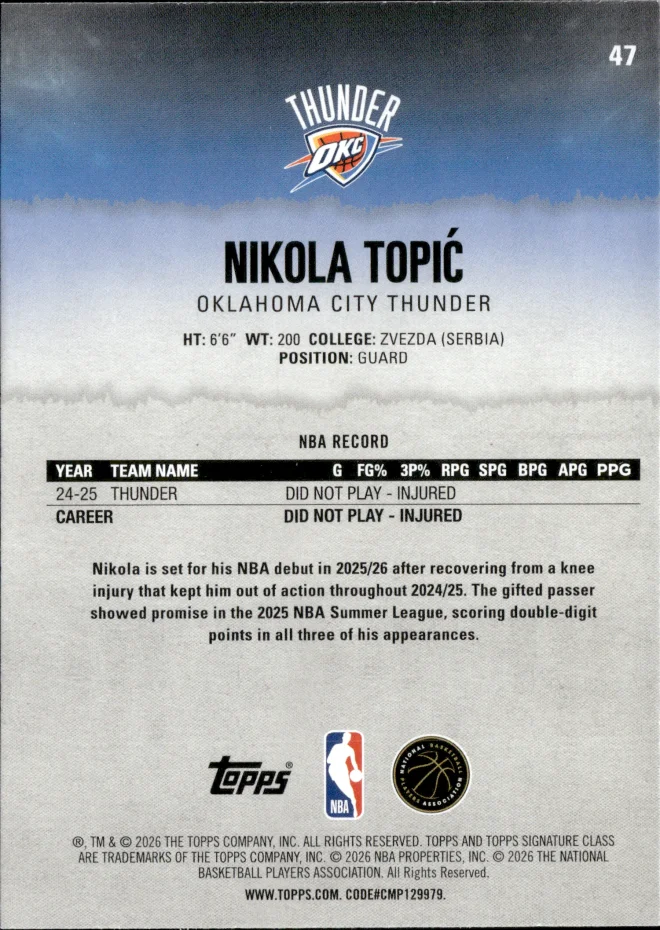 Nikola Topić card back