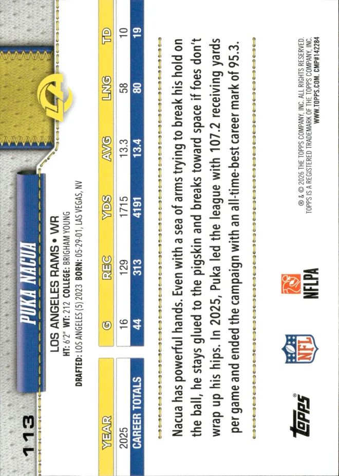 Puka Nacua card back