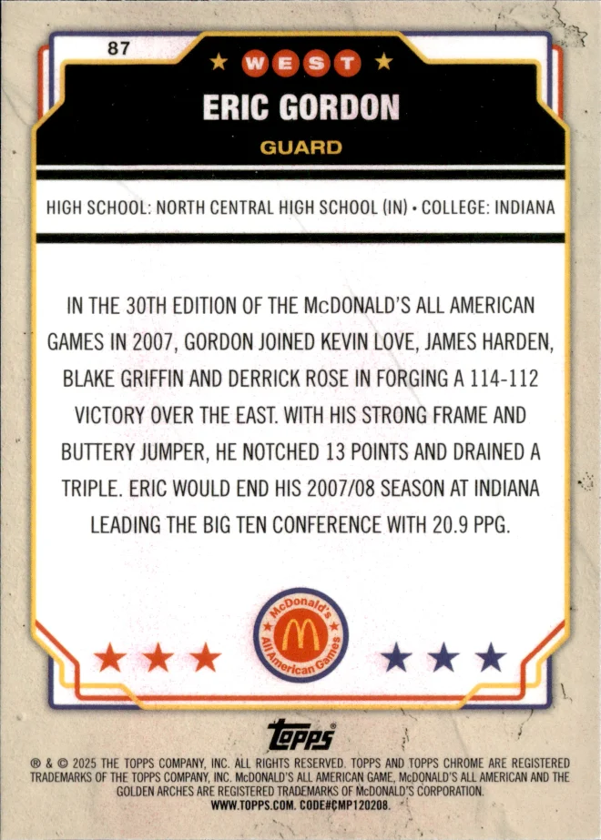 Eric Gordon card back
