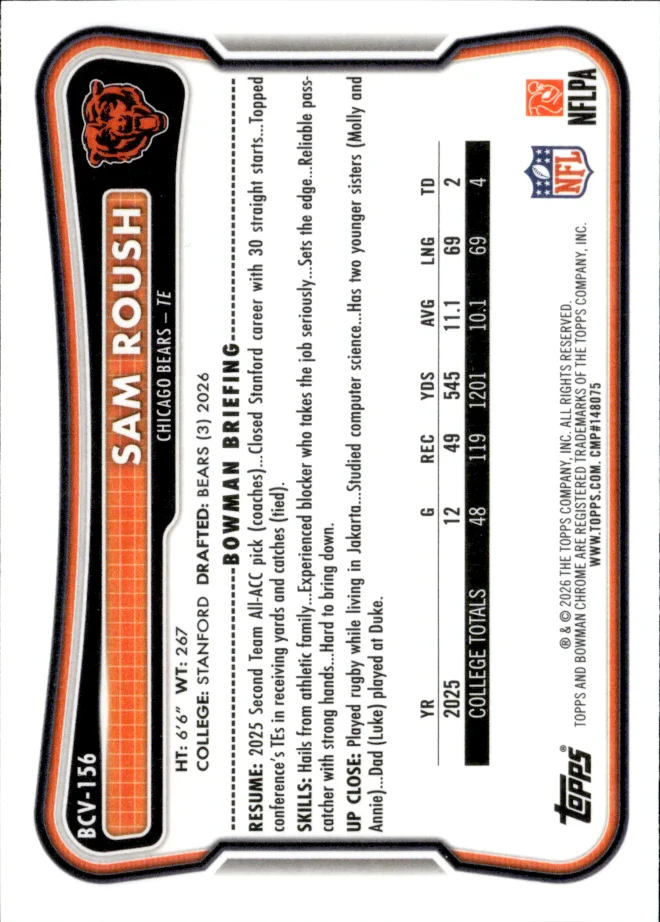 Sam Roush card back