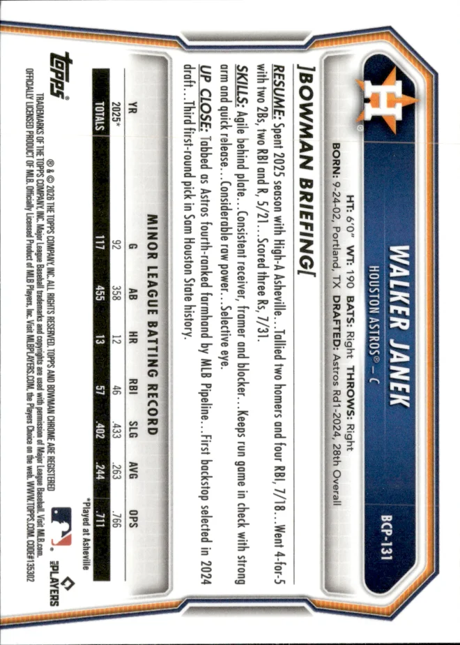 Walker Janek card back