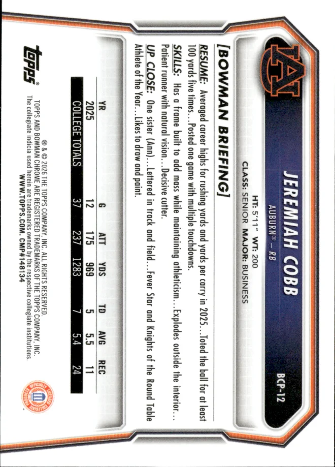 Jeremiah Cobb card back