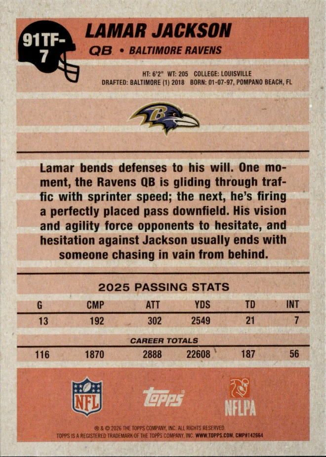 Lamar Jackson card back