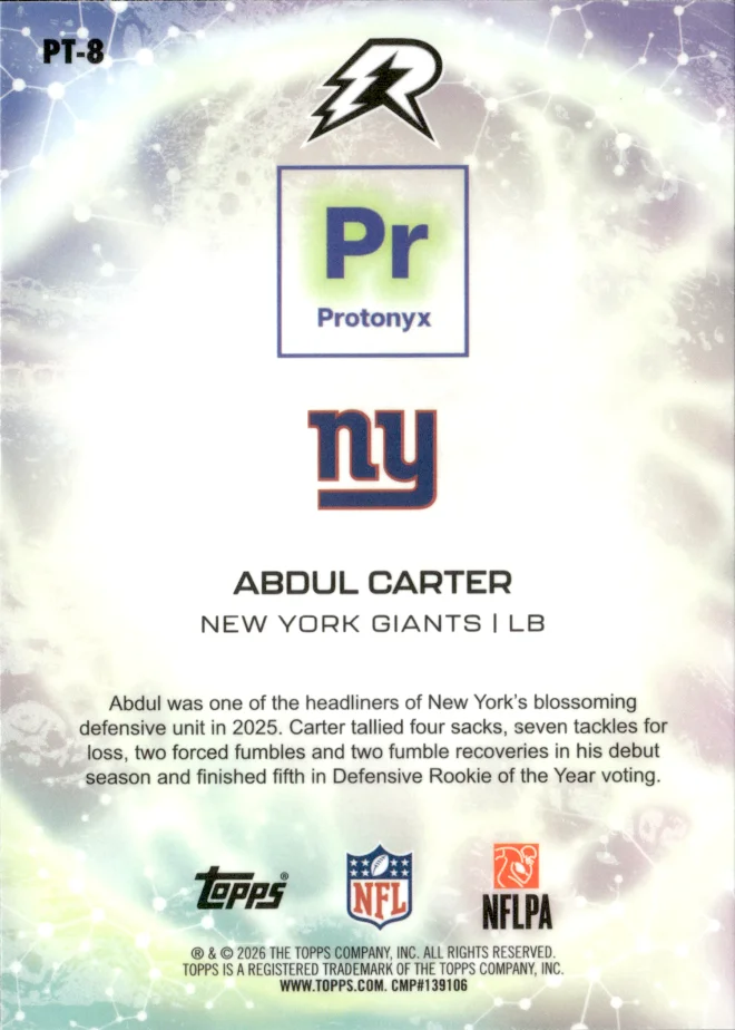 Abdul Carter card back
