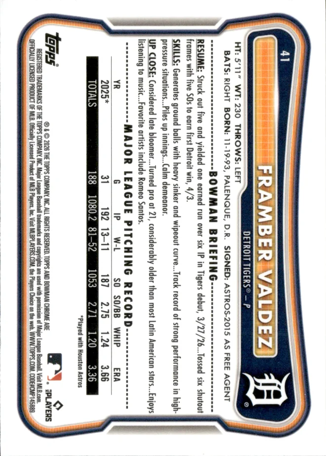 Framber Valdez card back