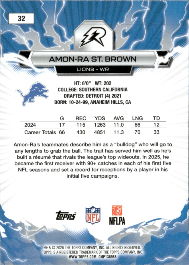 Amon-Ra St. Brown card back