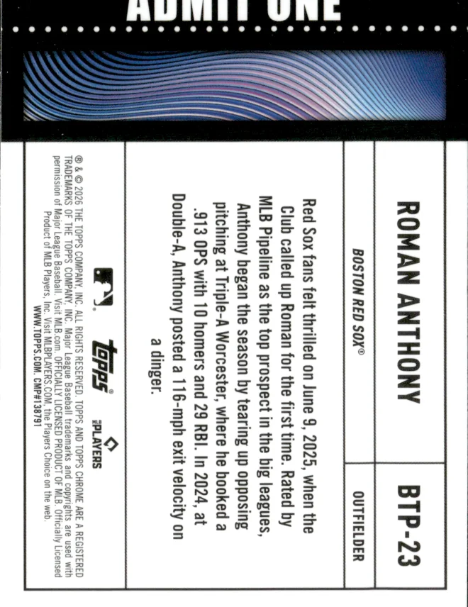 Roman Anthony card back