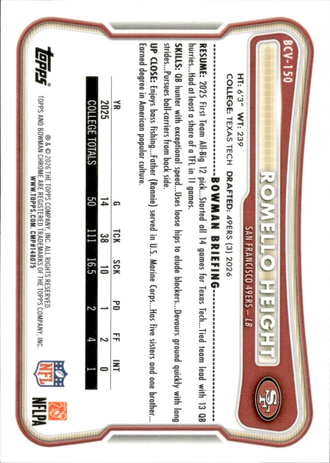 Romello Height card back