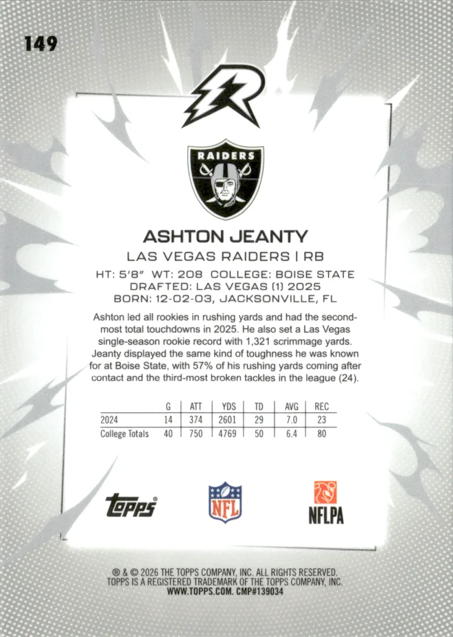 Ashton Jeanty card back