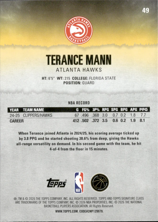 Terance Mann card back