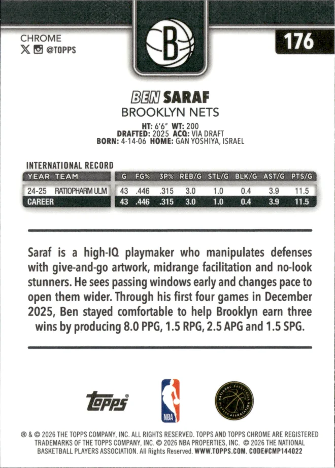 Ben Saraf card back