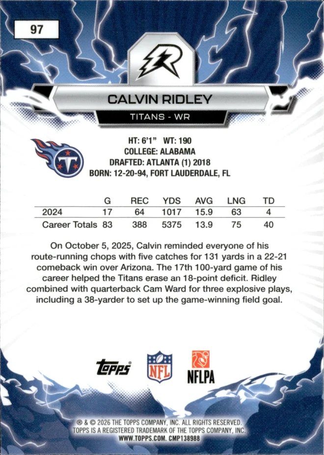 Calvin Ridley card back
