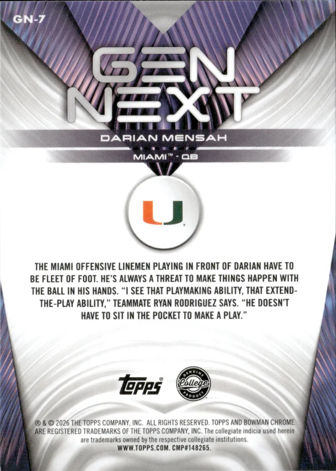 Darian Mensah card back