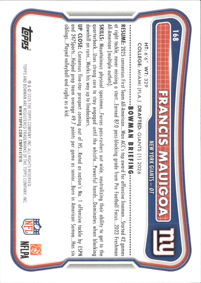 Francis Mauigoa card back