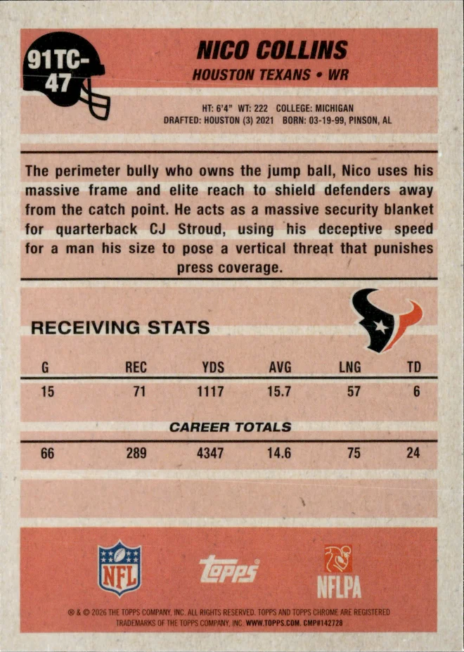 Nico Collins card back
