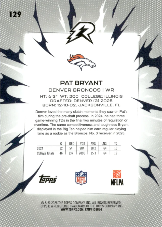 Pat Bryant card back