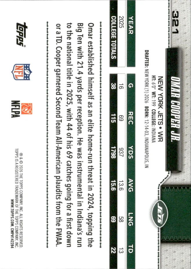 Omar Cooper Jr. card back