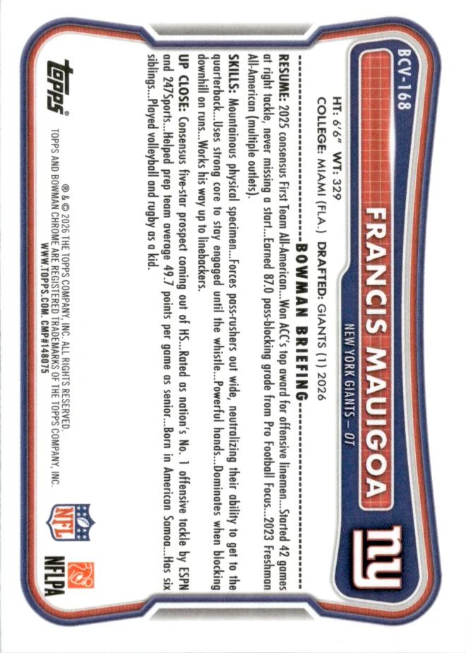 Francis Mauigoa card back
